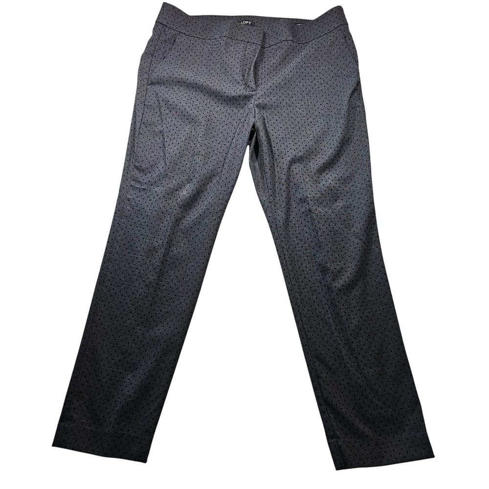 Loft Marisa Skinny Pants Womens 12 Gray Black Swiss Polka Dot Career Trousers